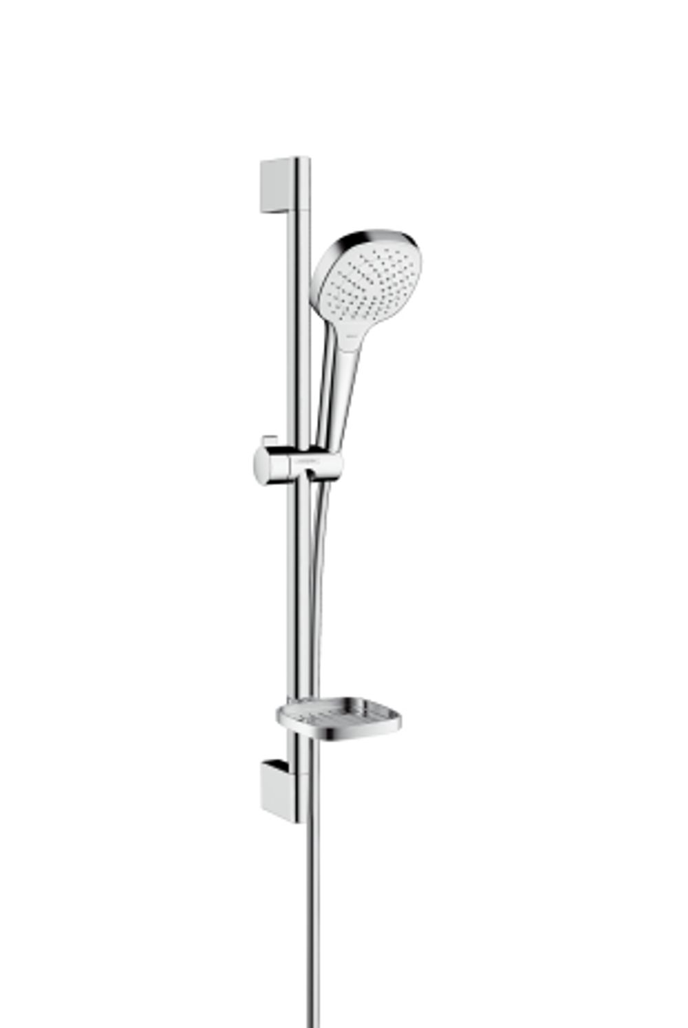 https://raleo.de:443/files/img/11eeea246e9c3fc092906bba4399b90c/size_l/Hansgrohe-HG-Brausenset-Croma-Select-E-Vario-Unica-650mm-weiss-chrom-mit-Seifenschale-26586400 gallery number 1